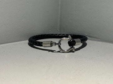 Men’s Leather and Stainless Steel Bracelet